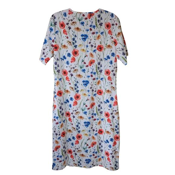 Pleated Front Summer FLORAL DRESS / Pockets, Medium - Picture 2 of 9